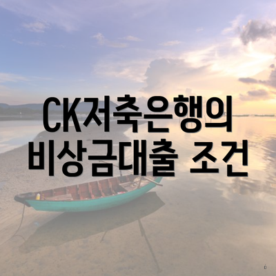 CK저축은행의 비상금대출 조건