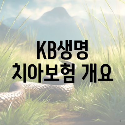 KB생명 치아보험 개요