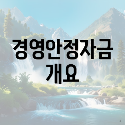 경영안정자금 개요