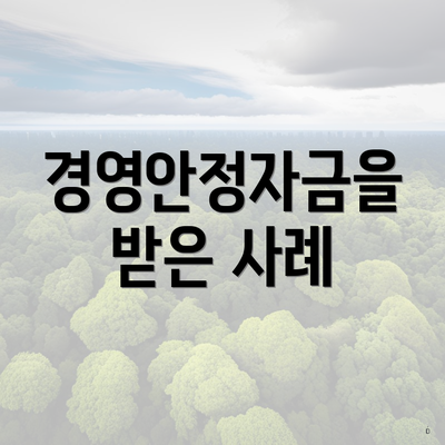 경영안정자금을 받은 사례