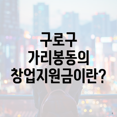 구로구 가리봉동의 창업지원금이란?