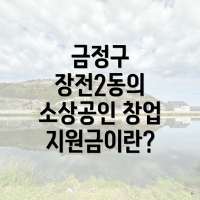 금정구 장전2동의 소상공인 창업 지원금이란?