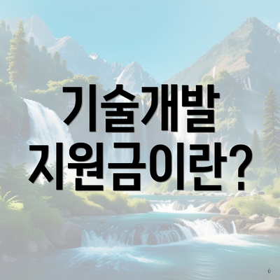 기술개발 지원금이란?