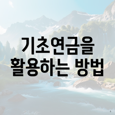 기초연금을 활용하는 방법