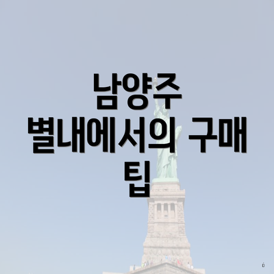 남양주 별내에서의 구매 팁