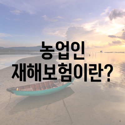 농업인 재해보험이란?