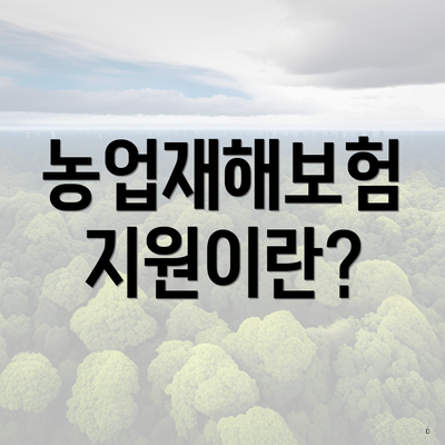 농업재해보험 지원이란?