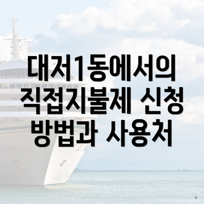 대저1동에서의 직접지불제 신청 방법과 사용처