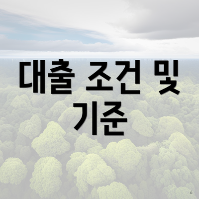 대출 조건 및 기준