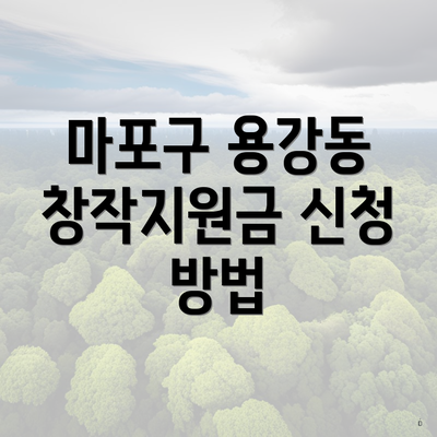 마포구 용강동 창작지원금 신청 방법
