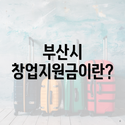 부산시 창업지원금이란?