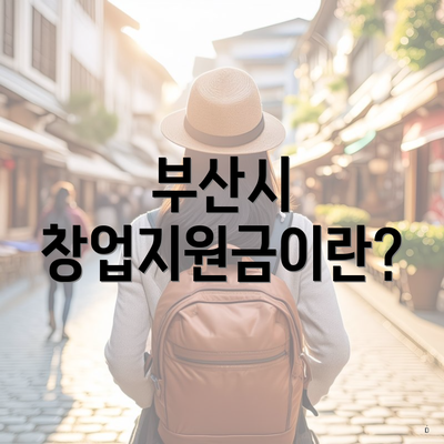 부산시 창업지원금이란?
