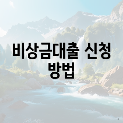 비상금대출 신청 방법
