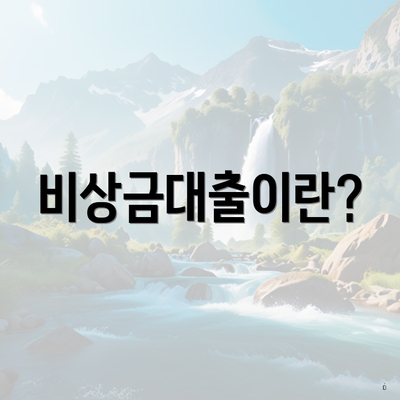 비상금대출이란?