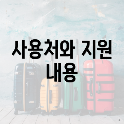 사용처와 지원 내용