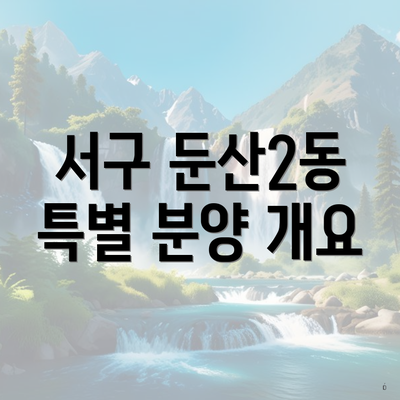 서구 둔산2동 특별 분양 개요