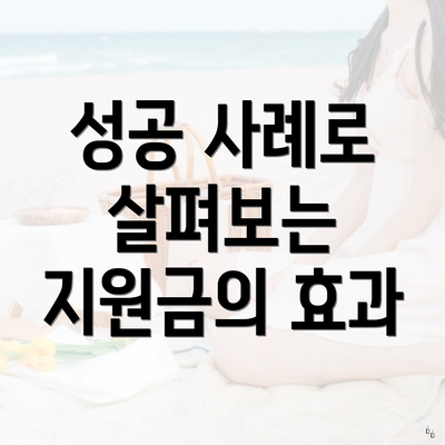 성공 사례로 살펴보는 지원금의 효과