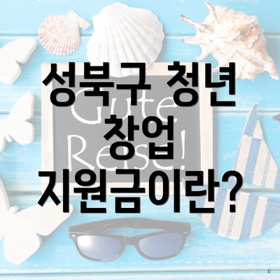 성북구 청년 창업 지원금이란?