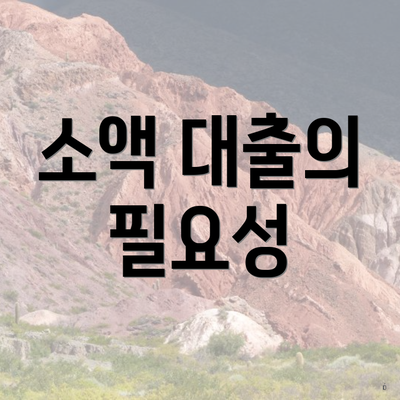 소액 대출의 필요성
