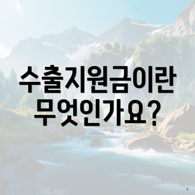 수출지원금이란 무엇인가요?