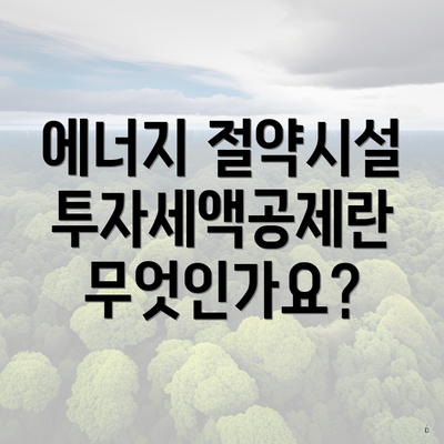 에너지 절약시설 투자세액공제란 무엇인가요?