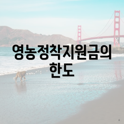 영농정착지원금의 한도