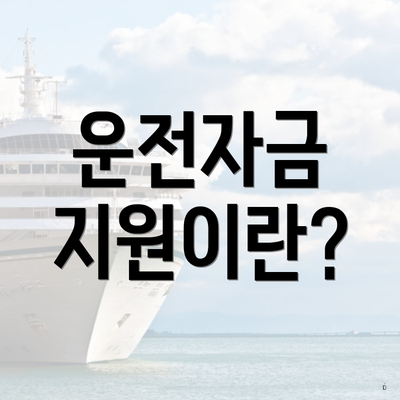 운전자금 지원이란?