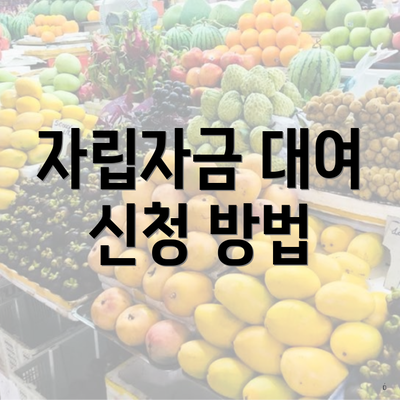 자립자금 대여 신청 방법