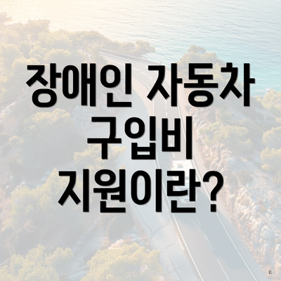 장애인 자동차 구입비 지원이란?