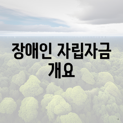 장애인 자립자금 개요