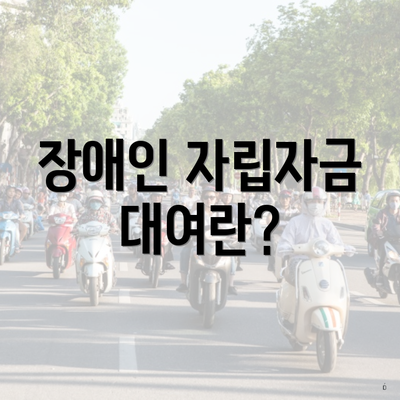 장애인 자립자금 대여란?