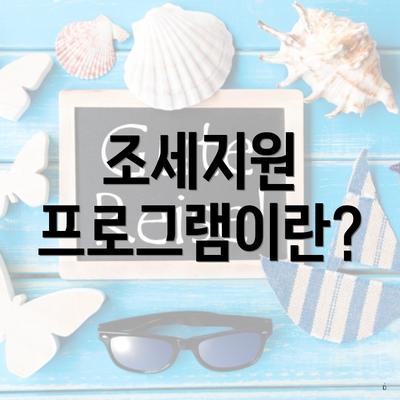 조세지원 프로그램이란?