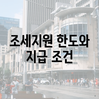 조세지원 한도와 지급 조건