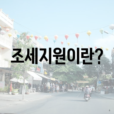 조세지원이란?