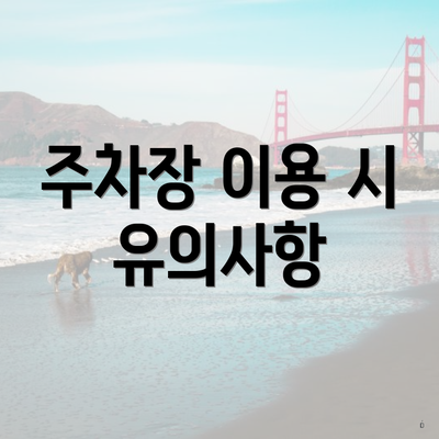 주차장 이용 시 유의사항