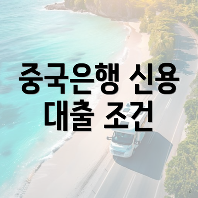중국은행 신용 대출 조건