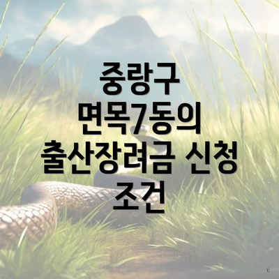 중랑구 면목7동의 출산장려금 신청 조건