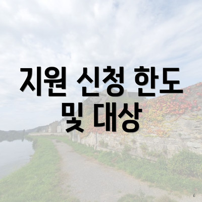 지원 신청 한도 및 대상