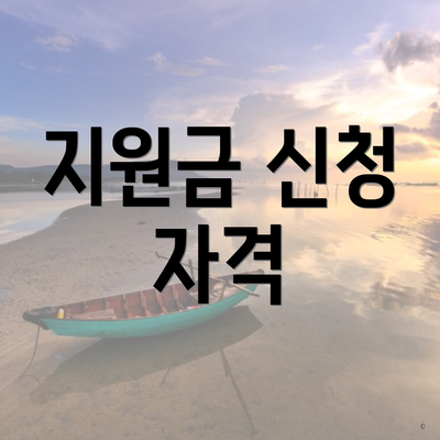 지원금 신청 자격