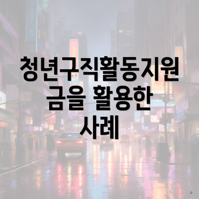 청년구직활동지원금을 활용한 사례