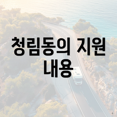 청림동의 지원 내용