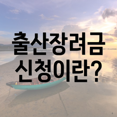 출산장려금 신청이란?