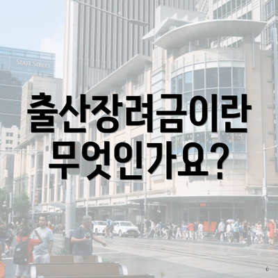 출산장려금이란 무엇인가요?