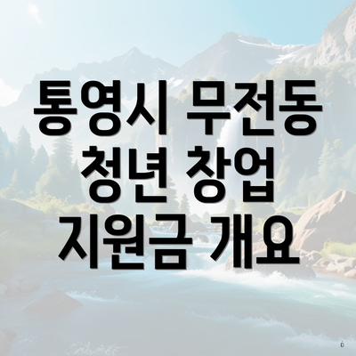 통영시 무전동 청년 창업 지원금 개요