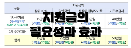 지원금의 필요성과 효과