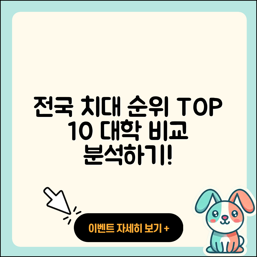 전국 치대 순위, 10개 대학 비교!